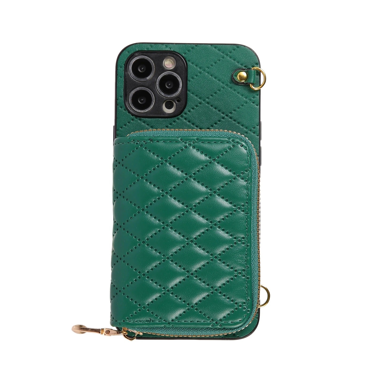 Luxury iPhone Case — Crossbody Zipper Wallet Leather Cover with Card Storage, Lanyard Strap, Anti-Fingerprint Anti-Scratch Protection & Durable Hard-Back Design