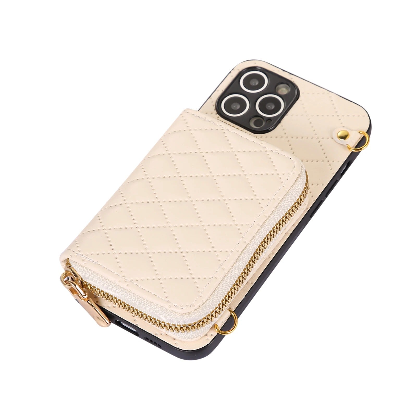 Luxury iPhone Case — Crossbody Zipper Wallet Leather Cover with Card Storage, Lanyard Strap, Anti-Fingerprint Anti-Scratch Protection & Durable Hard-Back Design
