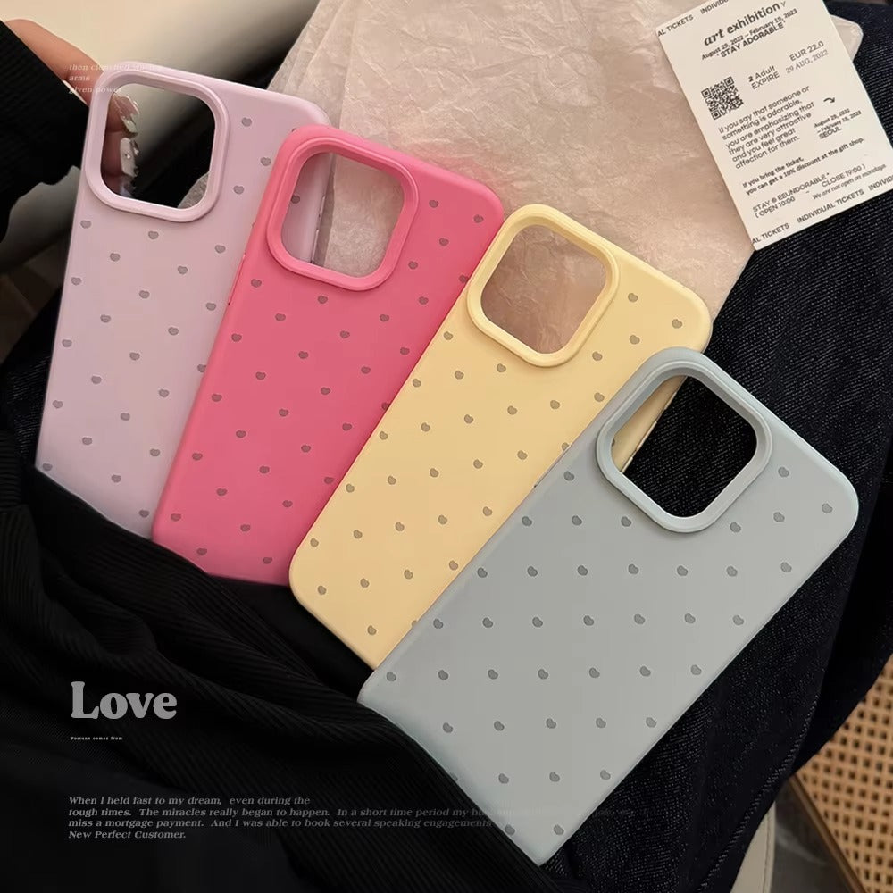 Luxury iPhone Case — Cute Love-Heart Candy Color Matte Silicone Cover with Ultra-Slim Shockproof Design and Anti-Fingerprint Non-Slip Finish