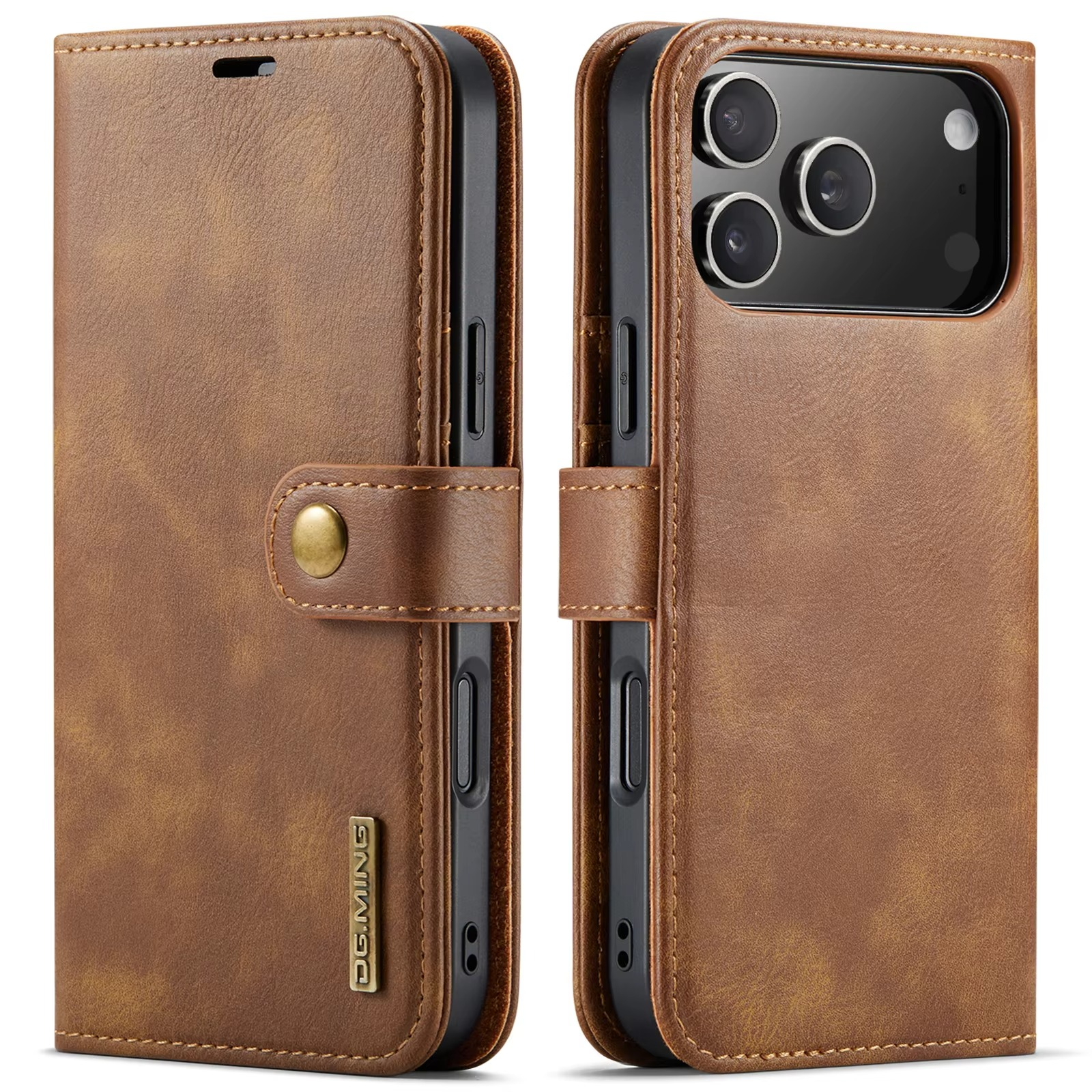 Luxury iPhone Case — Detachable Magnetic Leather Wallet Cover with Card Holder, Flip Design and Protective Full-Body Finish