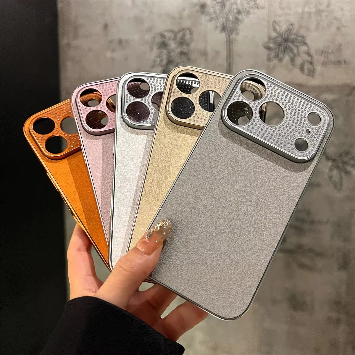Luxury iPhone Case — Diamond PU Leather Plating Cover with Bling Finish, Shockproof Lens Protection and Pure-Color Matte Anti-Fingerprint Design