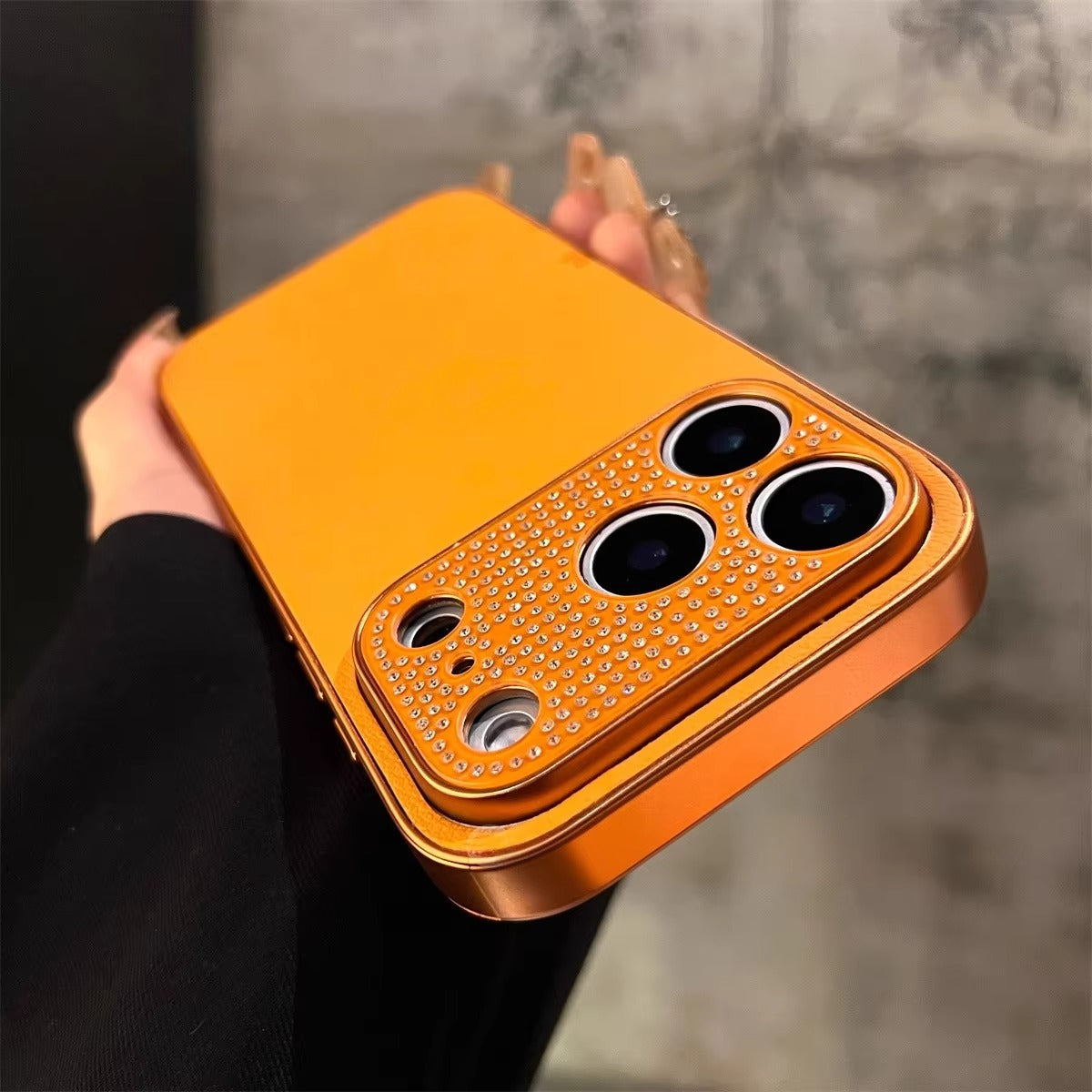 Luxury iPhone Case — Diamond PU Leather Plating Cover with Bling Finish, Shockproof Lens Protection and Pure-Color Matte Anti-Fingerprint Design