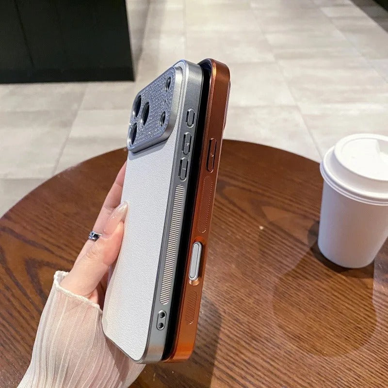 Luxury iPhone Case — Diamond PU Leather Plating Cover with Bling Finish, Shockproof Lens Protection and Pure-Color Matte Anti-Fingerprint Design