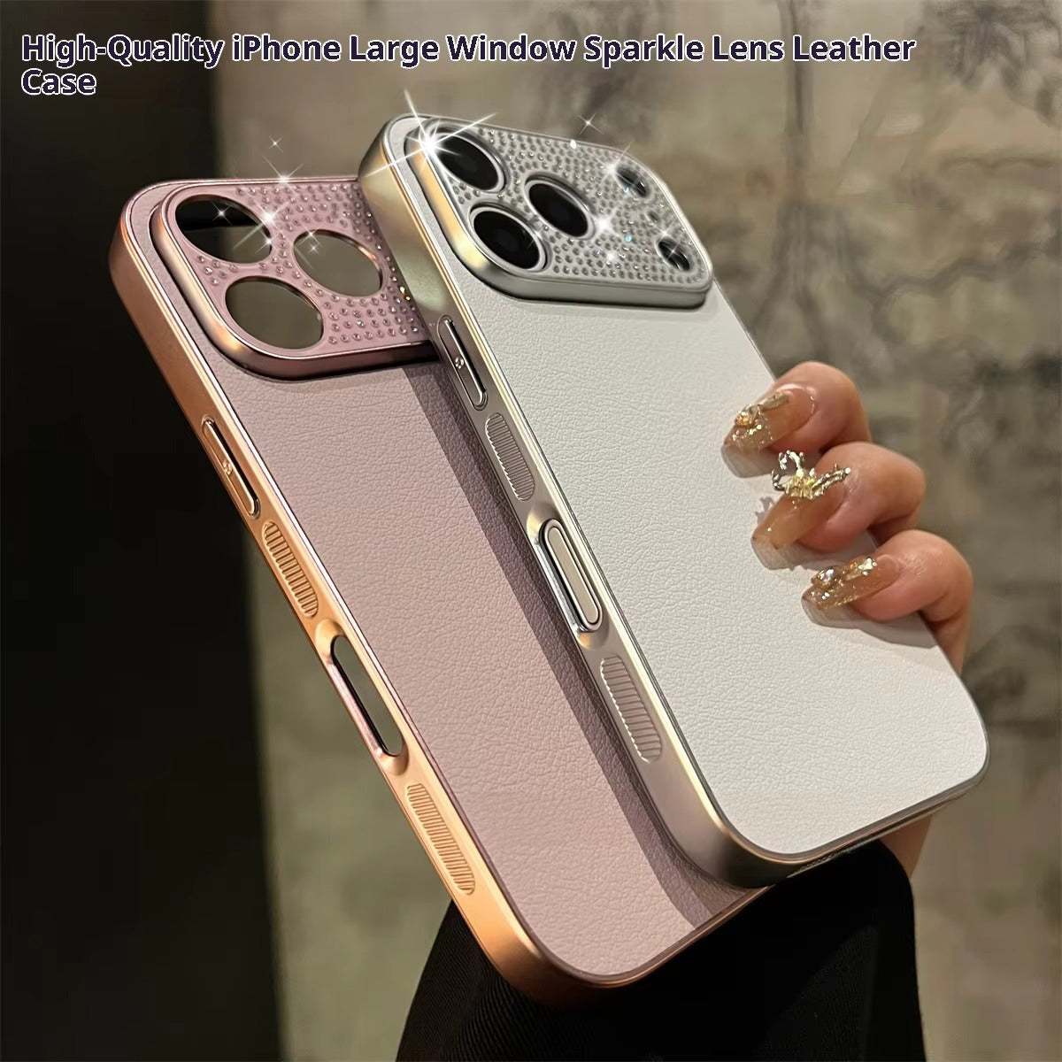 Luxury iPhone Case — Diamond PU Leather Plating Cover with Bling Finish, Shockproof Lens Protection and Pure-Color Matte Anti-Fingerprint Design