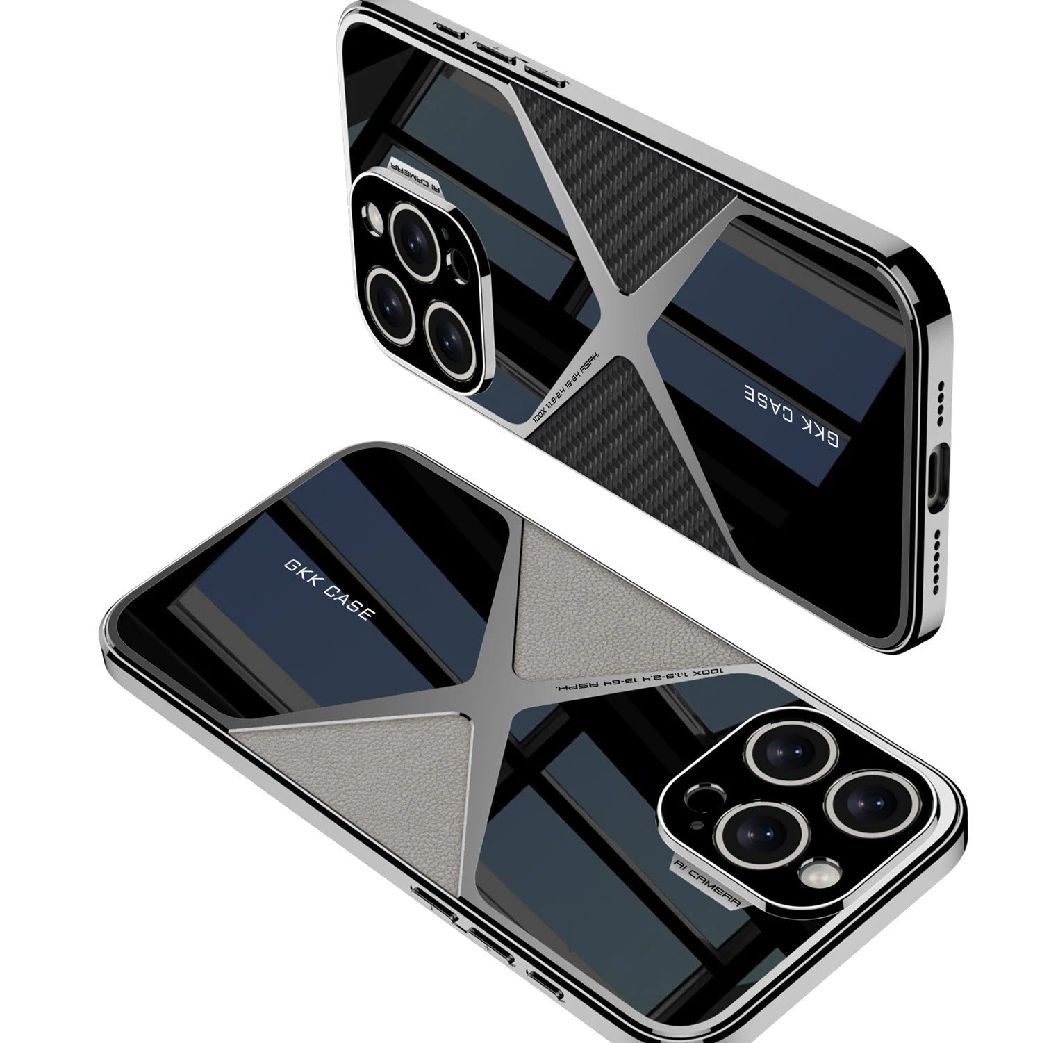 Luxury iPhone Case — Electroplated Frame Leather Cover with Splicing Back Panel, Anti-Fall Anti-Scratch Design & Non-Slip Water-Resistant Finish