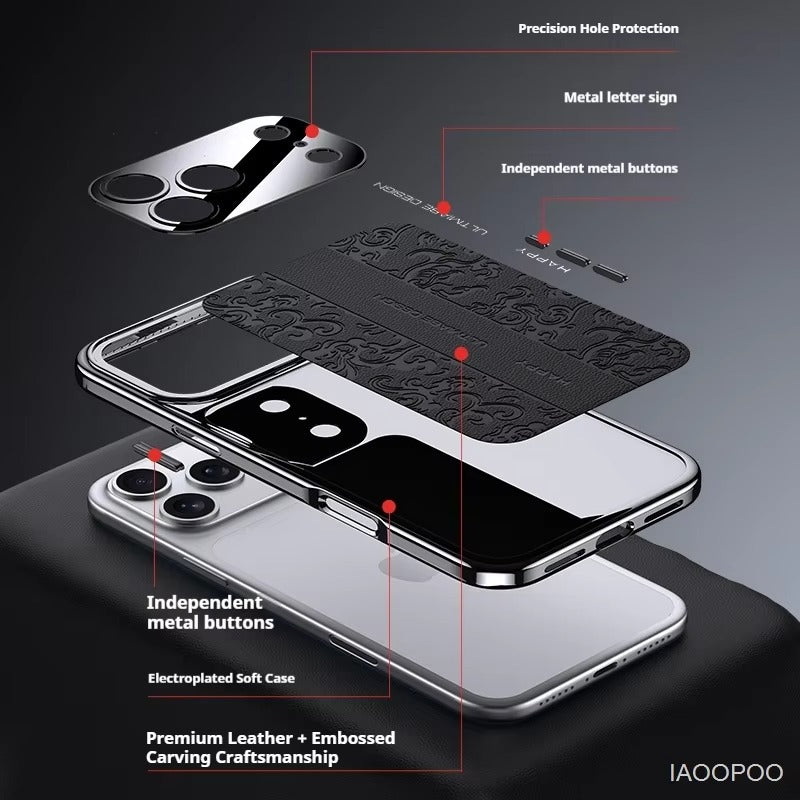 Luxury iPhone Case — Electroplated Leather Soft TPU Cover with Magnetic Support, Anti-Fingerprint Anti-Scratch Dual-Layer Protection & Lightweight Non-Slip Design