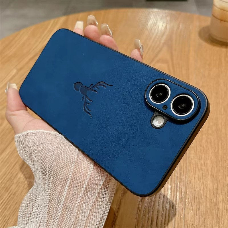 Luxury iPhone Case — Embossed Deer PU Leather Full-Coverage Shell with Anti-Fingerprint Anti-Scratch Protection & All-Round Camera Guard Design