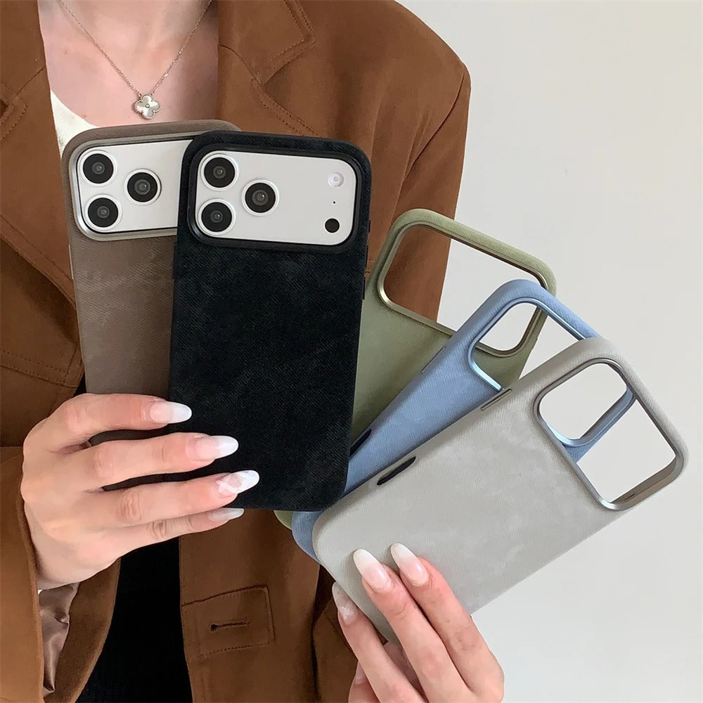 Luxury iPhone Case — Fiber Leather MagSafe Cover with Invisible Magnetic Wireless Charging, Matte Anti-Fingerprint Finish and Slim Shockproof Design