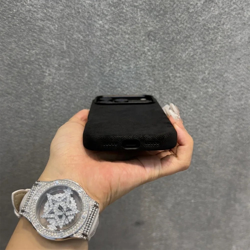 Luxury iPhone Case — Fiber Leather MagSafe Cover with Invisible Magnetic Wireless Charging, Matte Anti-Fingerprint Finish and Slim Shockproof Design