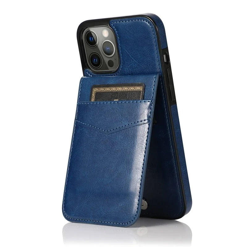 Luxury iPhone Case — Flip Stand Wallet with Card Holder, Retro Leather Cover, Shockproof Anti-Fingerprint Protection, Full Access Design