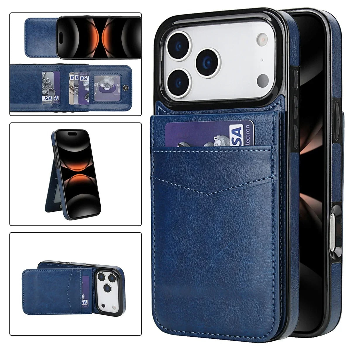 Luxury iPhone Case — Flip Stand Wallet with Card Holder, Retro Leather Cover, Shockproof Anti-Fingerprint Protection, Full Access Design