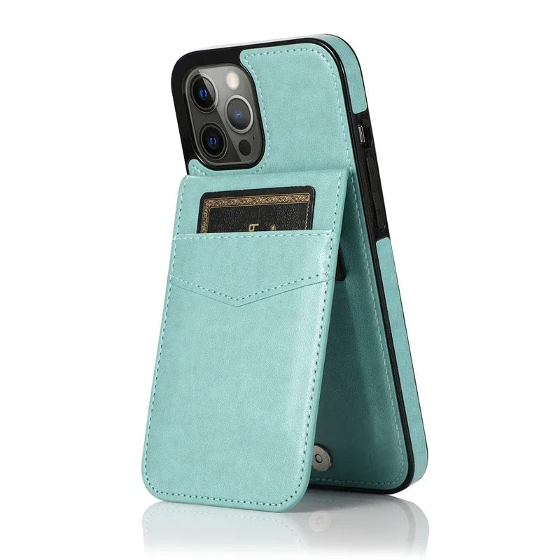 Luxury iPhone Case — Flip Stand Wallet with Card Holder, Retro Leather Cover, Shockproof Anti-Fingerprint Protection, Full Access Design
