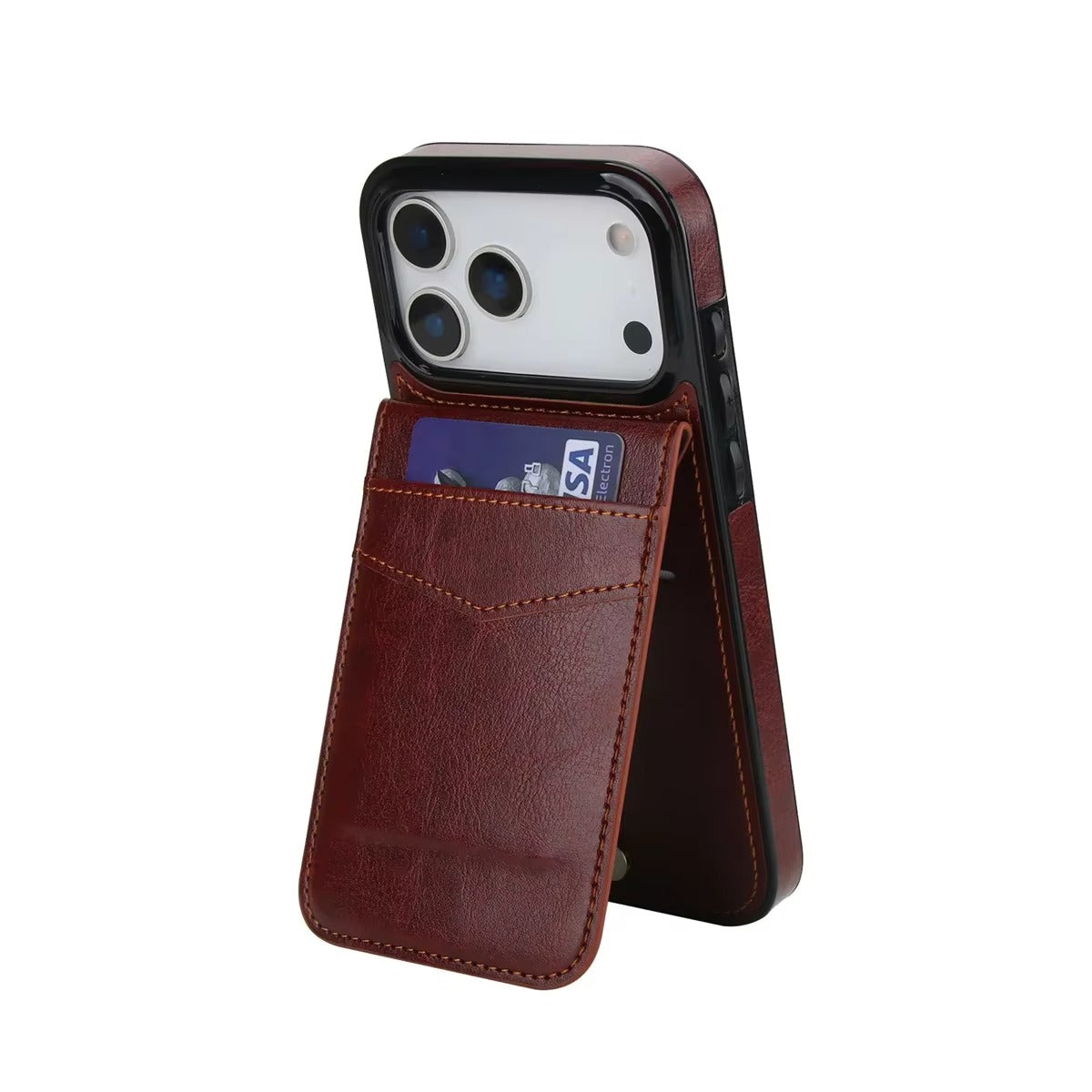 Luxury iPhone Case — Flip Stand Wallet with Card Holder, Retro Leather Cover, Shockproof Anti-Fingerprint Protection, Full Access Design