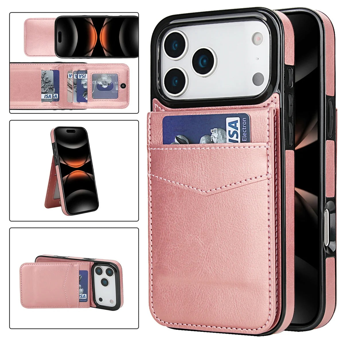 Luxury iPhone Case — Flip Stand Wallet with Card Holder, Retro Leather Cover, Shockproof Anti-Fingerprint Protection, Full Access Design