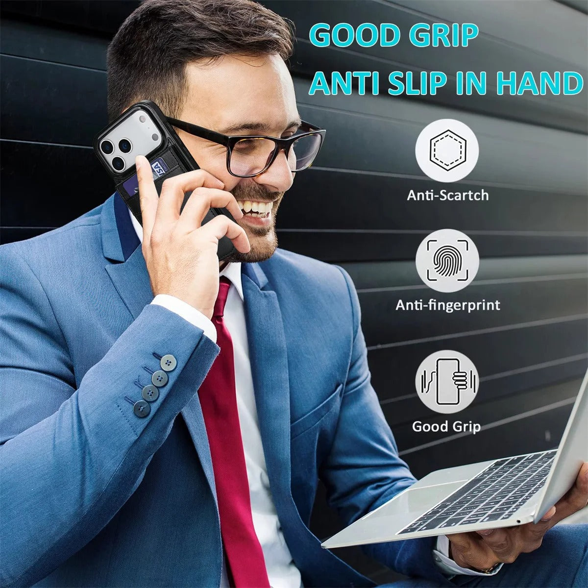 Luxury iPhone Case — Flip Stand Wallet with Card Holder, Retro Leather Cover, Shockproof Anti-Fingerprint Protection, Full Access Design