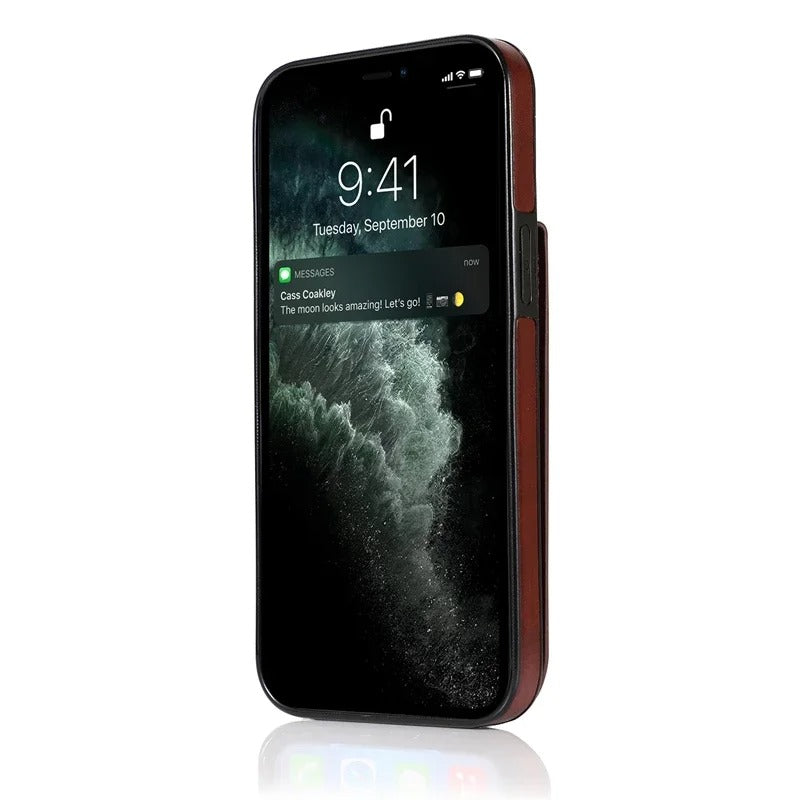 Luxury iPhone Case — Flip Stand Wallet with Card Holder, Retro Leather Cover, Shockproof Anti-Fingerprint Protection, Full Access Design