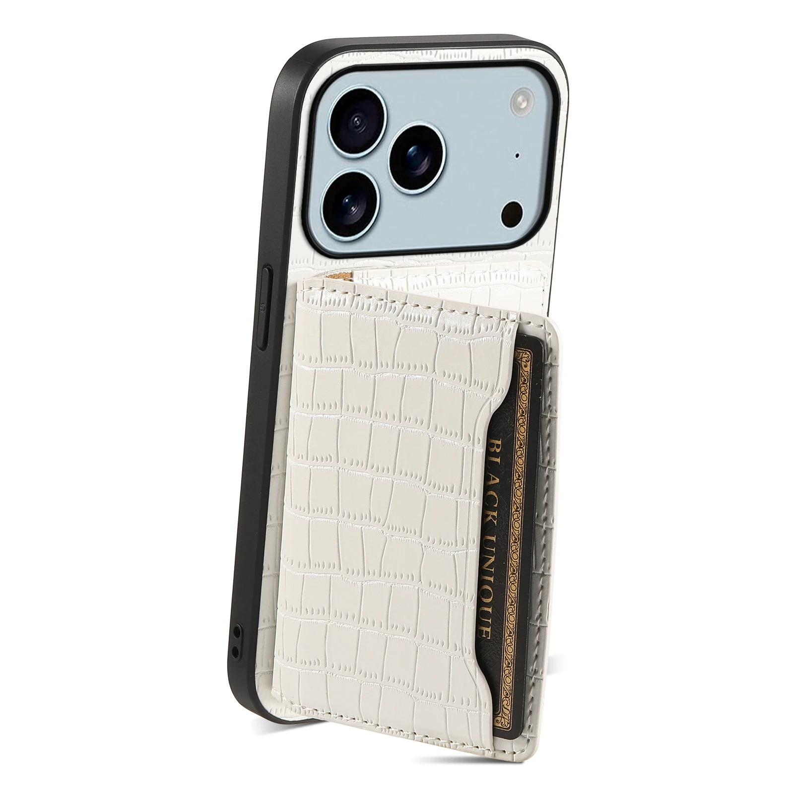 Luxury iPhone Case — Frosted PU Leather Stand Cover with Card Holder, Storage Compartment and Minimal Half-Wrapped Design