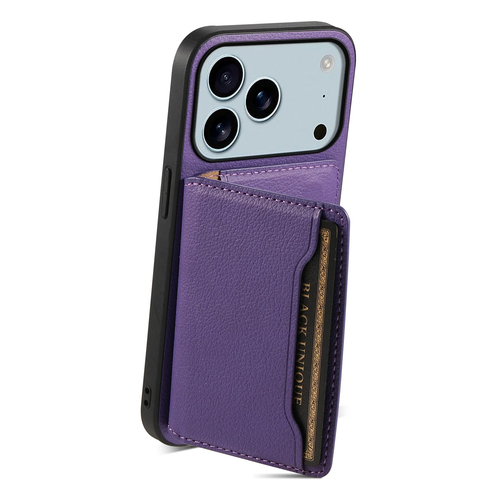 Luxury iPhone Case — Frosted PU Leather Stand Wallet Cover with Card Holder and Minimal Protective Design