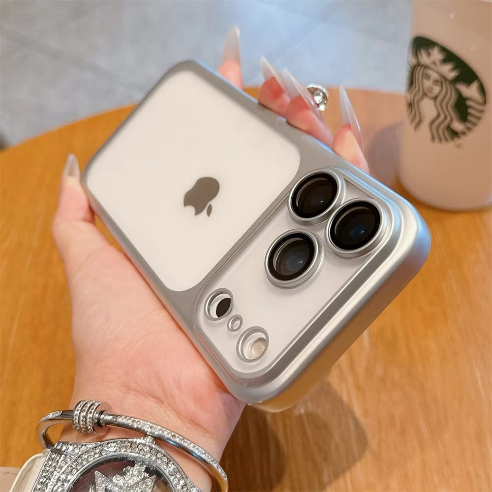 Luxury iPhone Case — Frosted Transparent Matte PC Armor Cover with Full Lens Protection and Plain Frame Design