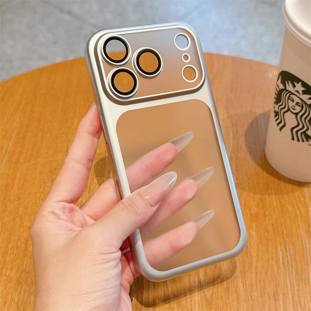 Luxury iPhone Case — Frosted Transparent Matte PC Armor Cover with Full Lens Protection and Plain Frame Design