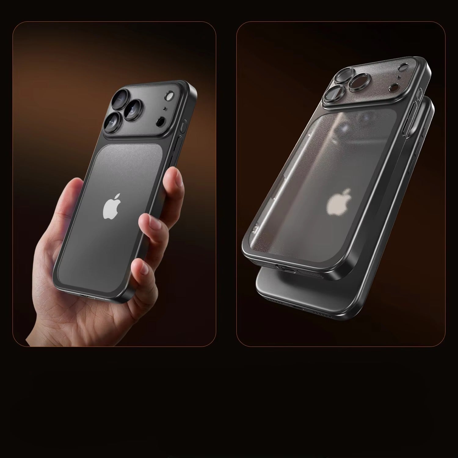 Luxury iPhone Case — Frosted Transparent Matte PC Armor Cover with Full Lens Protection and Plain Frame Design