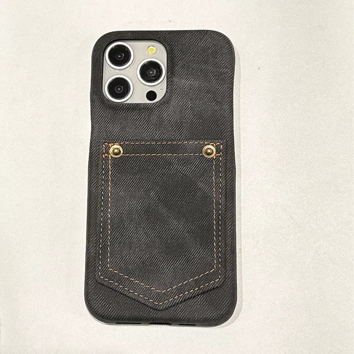 Luxury iPhone Case — Full-Coverage Denim Leather Card Bag Cover, Anti-Fingerprint Anti-Scratch PU Design