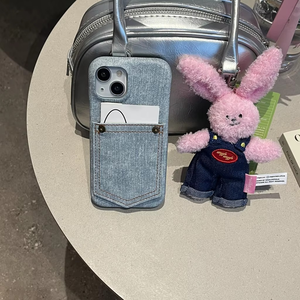 Luxury iPhone Case — Full-Coverage Denim Leather Card Bag Cover, Anti-Fingerprint Anti-Scratch PU Design