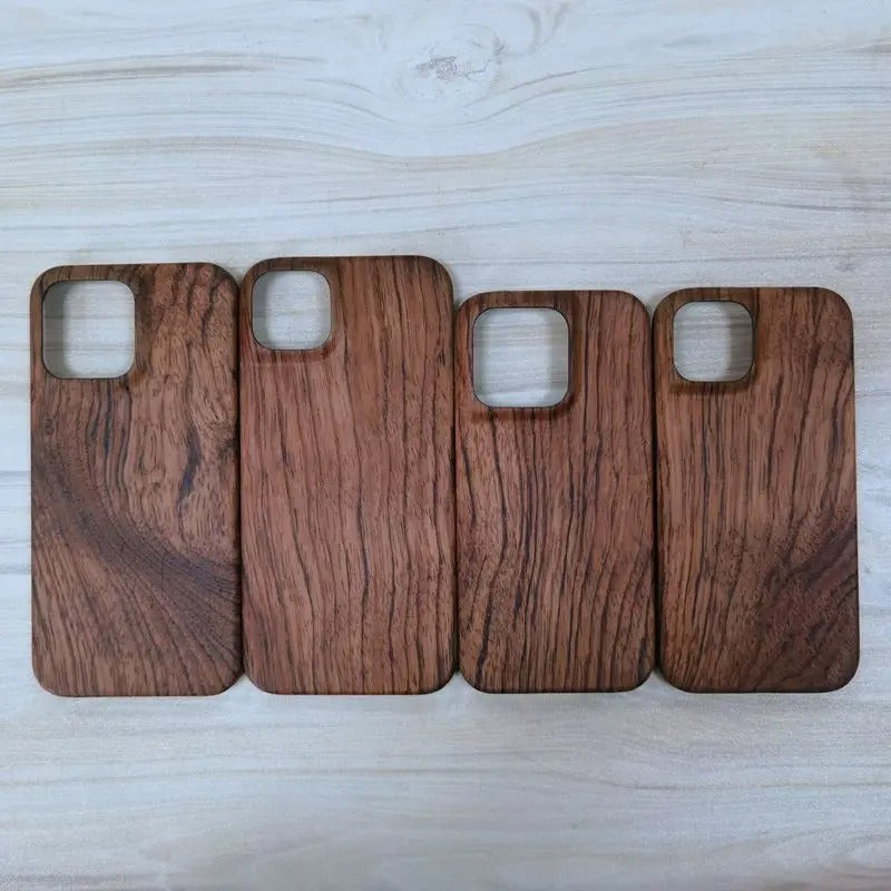 Luxury iPhone Case — Genuine Bamboo & Walnut Wooden Hard Back Cover with Dustproof Half-Wrapped Protection and Custom Natural Design