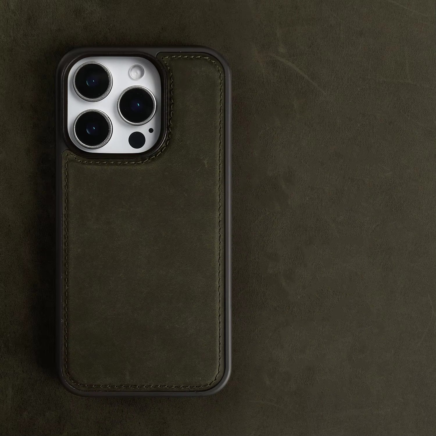 Luxury iPhone Case — Genuine Crazy Horse Leather Cover with Shockproof Full-Protection Design, Anti-Fingerprint Finish and Raised Camera Lips