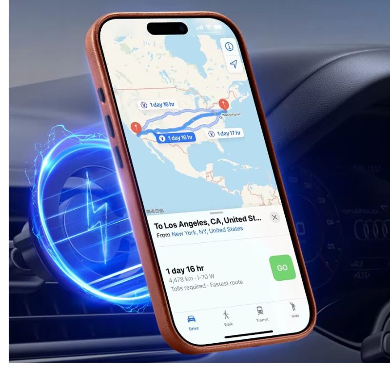 Luxury iPhone Case — Genuine Leather MagSafe Compatible Slim-Fit Cover with Shockproof Full-Coverage Protection, Anti-Fingerprint Non-Slip Design