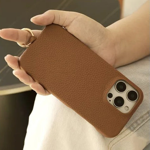 Luxury iPhone Case — Genuine Leather MagSafe Cover with Lanyard USB Charging Strap, Full-Protection Design and Premium Anti-Fingerprint Finish