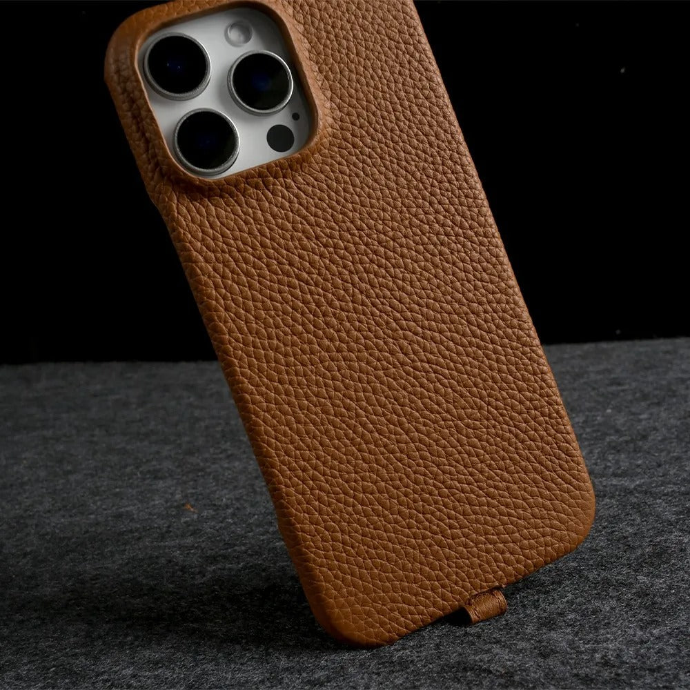 Luxury iPhone Case — Genuine Leather MagSafe Cover with Lanyard USB Charging Strap, Full-Protection Design and Premium Anti-Fingerprint Finish