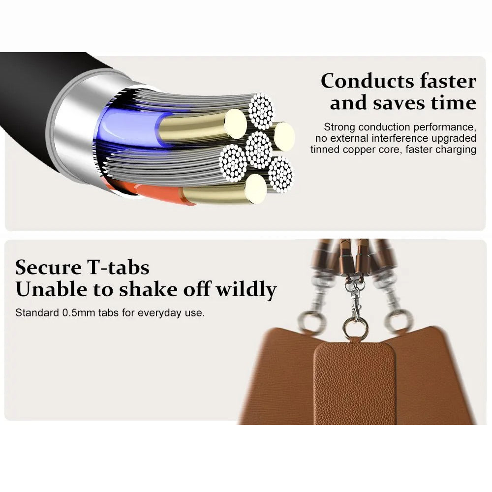 Luxury iPhone Case — Genuine Leather MagSafe Cover with Lanyard USB Charging Strap, Full-Protection Design and Premium Anti-Fingerprint Finish