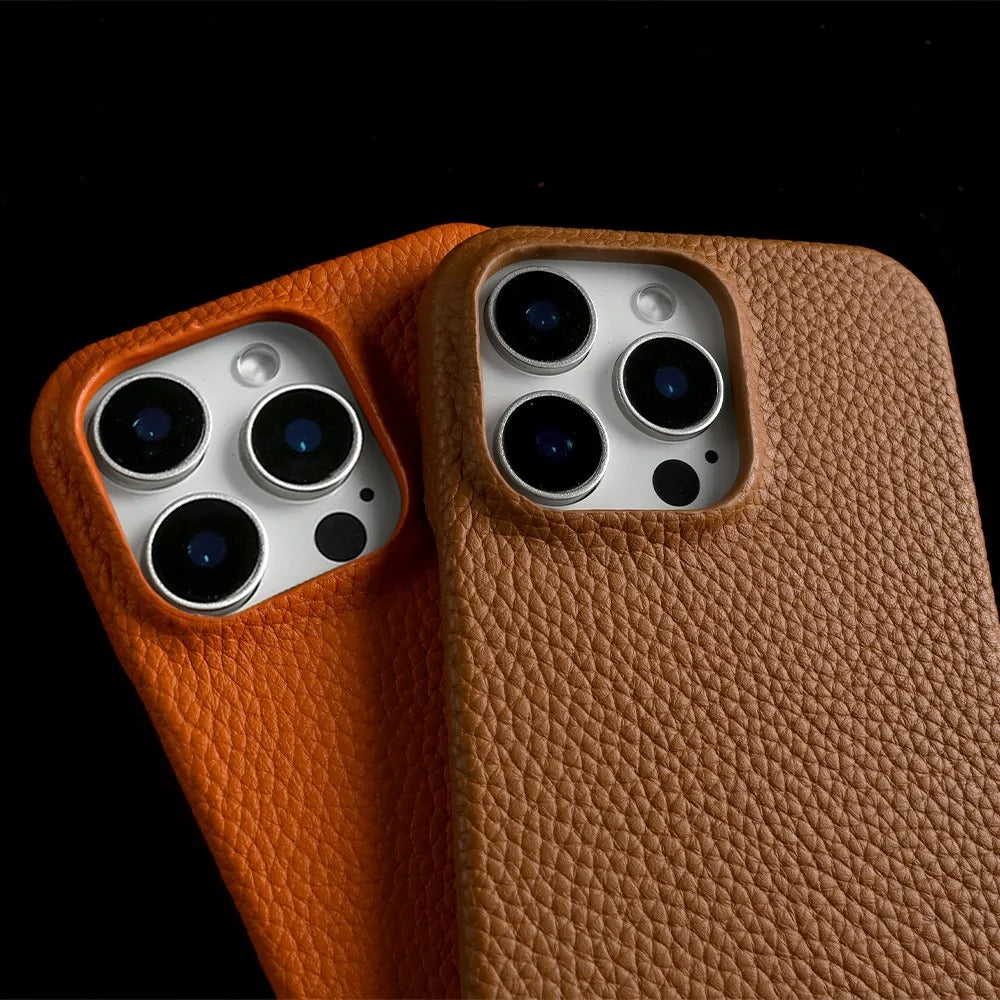 Luxury iPhone Case — Genuine Leather MagSafe Cover with Lanyard USB Charging Strap, Full-Protection Design and Premium Anti-Fingerprint Finish