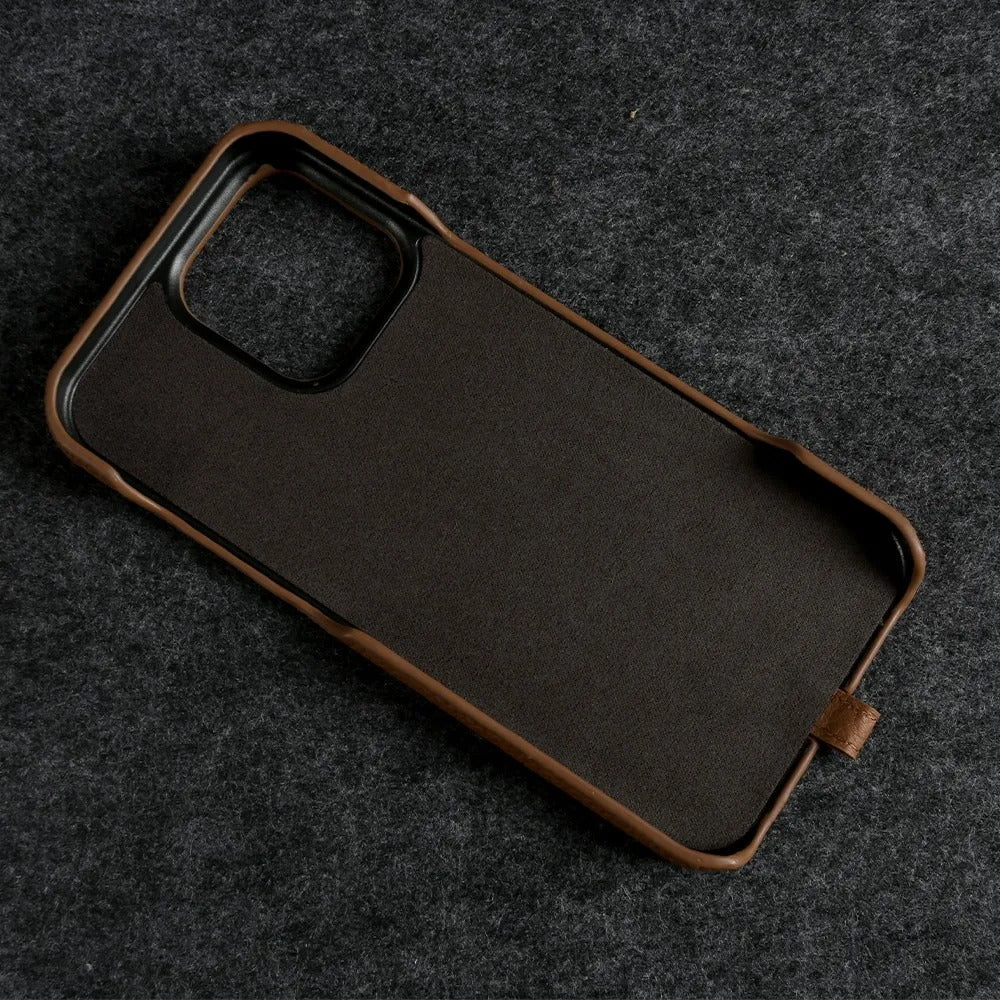 Luxury iPhone Case — Genuine Leather MagSafe Cover with Lanyard USB Charging Strap, Full-Protection Design and Premium Anti-Fingerprint Finish