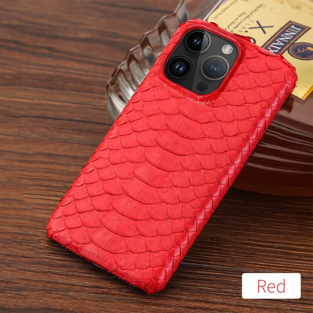 Luxury iPhone Case — Genuine Python Leather Handmade Cover with Ultra-Slim Premium Design, Unique Natural Texture & Precise Protective Fit