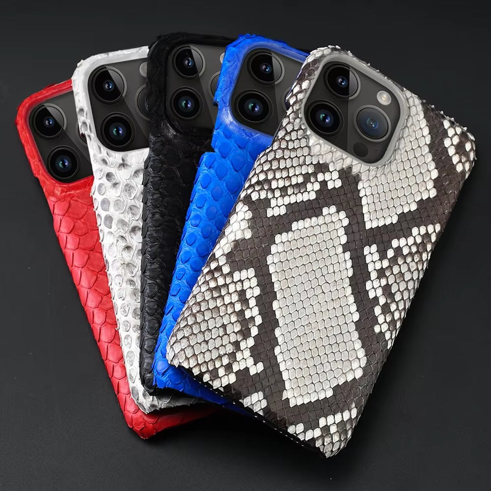 Luxury iPhone Case — Genuine Python Leather Handmade Cover with Ultra-Slim Premium Design, Unique Natural Texture & Precise Protective Fit