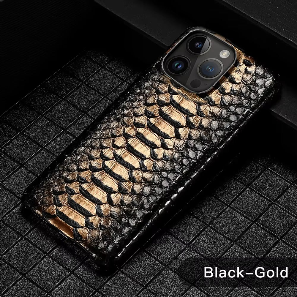 Luxury iPhone Case — Genuine Python Leather Handmade Cover with Ultra-Slim Premium Design, Unique Natural Texture & Precise Protective Fit