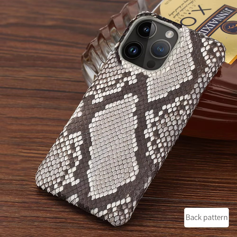 Luxury iPhone Case — Genuine Python Leather Handmade Cover with Ultra-Slim Premium Design, Unique Natural Texture & Precise Protective Fit