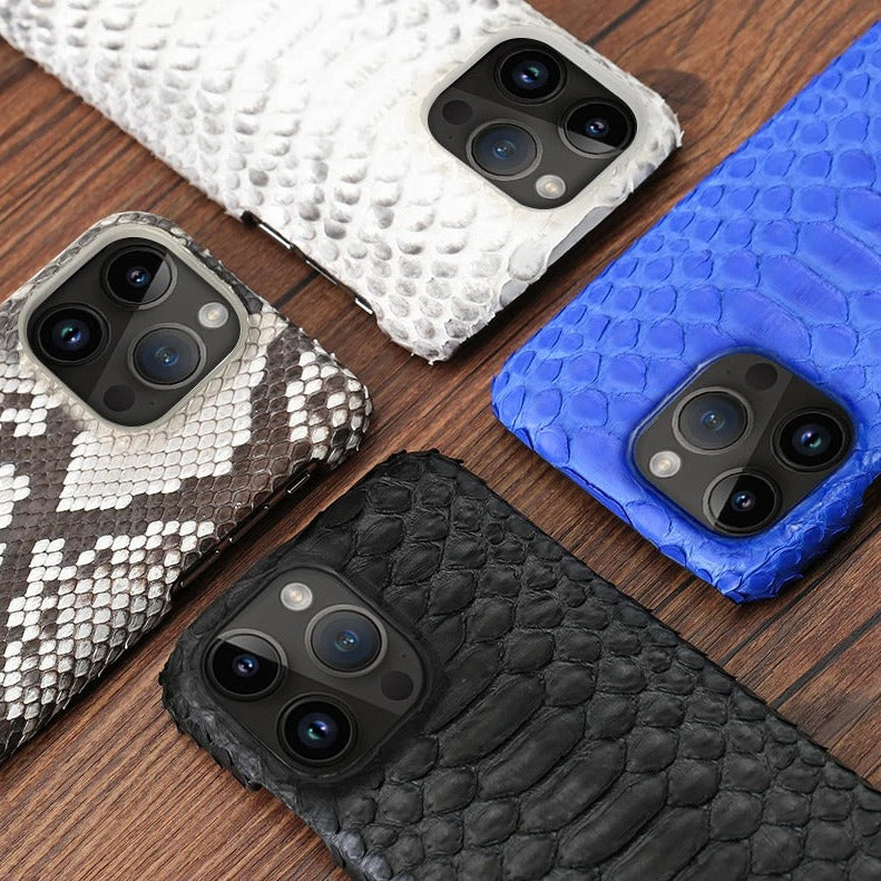 Luxury iPhone Case — Genuine Python Leather Handmade Cover with Ultra-Slim Premium Design, Unique Natural Texture & Precise Protective Fit
