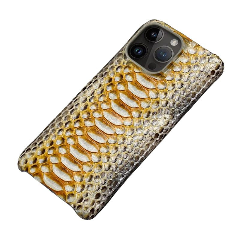 Luxury iPhone Case — Genuine Python Leather Handmade Cover with Ultra-Slim Premium Design, Unique Natural Texture & Precise Protective Fit