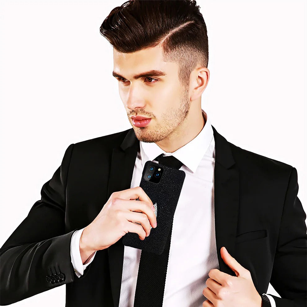 Luxury iPhone Case — Genuine Stingray Leather Shockproof Cover with Lightweight Half-Wrapped Design, Anti-Fingerprint Dustproof Protection and Premium Craft Finish