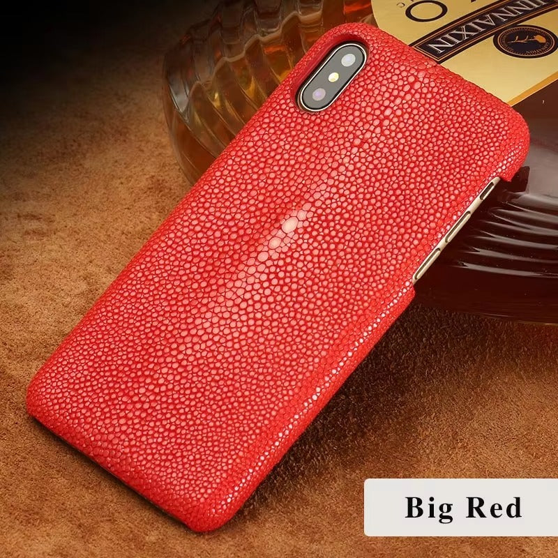 Luxury iPhone Case — Genuine Stingray Leather Shockproof Cover with Lightweight Half-Wrapped Design, Anti-Fingerprint Dustproof Protection and Premium Craft Finish