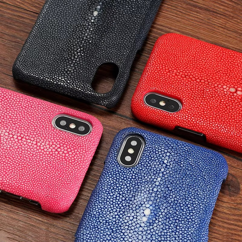 Luxury iPhone Case — Genuine Stingray Leather Shockproof Cover with Lightweight Half-Wrapped Design, Anti-Fingerprint Dustproof Protection and Premium Craft Finish