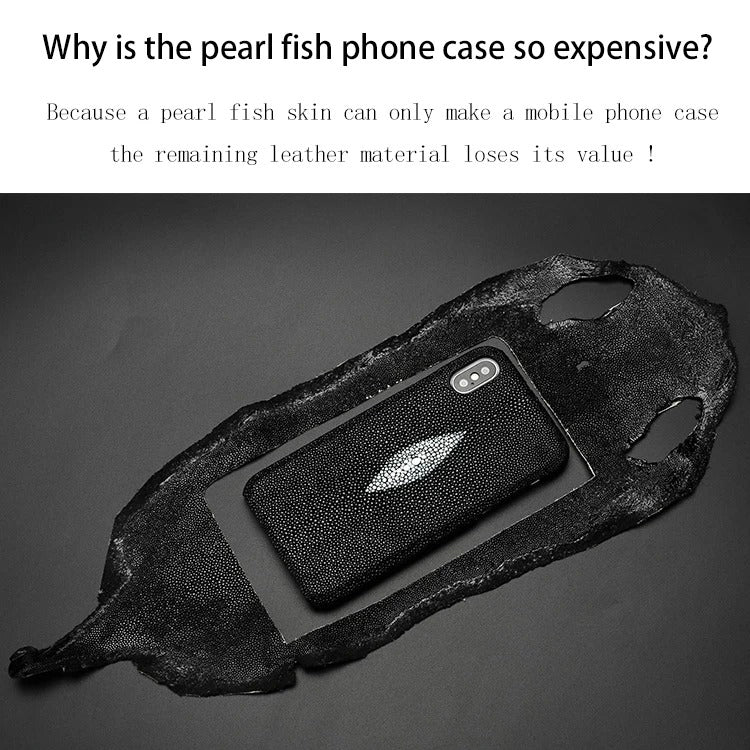 Luxury iPhone Case — Genuine Stingray Leather Shockproof Cover with Lightweight Half-Wrapped Design, Anti-Fingerprint Dustproof Protection and Premium Craft Finish