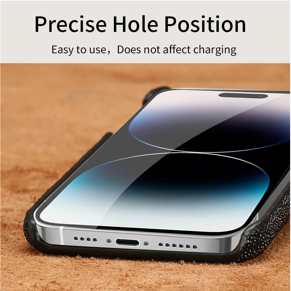 Luxury iPhone Case — Genuine Stingray Leather Shockproof Cover with Lightweight Half-Wrapped Design, Anti-Fingerprint Dustproof Protection and Premium Craft Finish