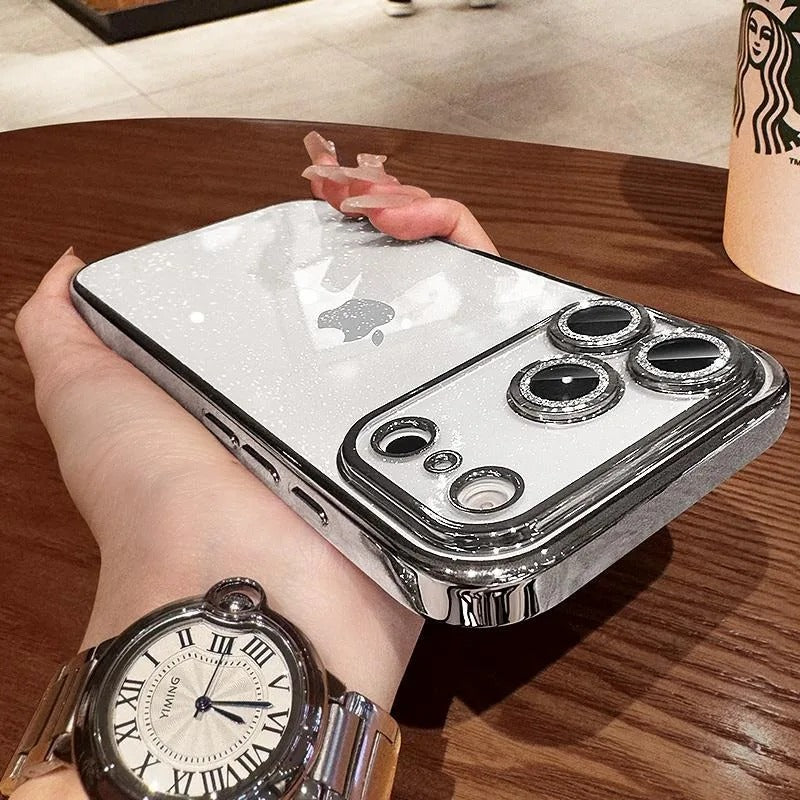Luxury iPhone Case — Glitter Clear Soft TPU Cover with Camera Protector, Shockproof Anti-Fingerprint Anti-Scratch Dustproof Lightweight Design