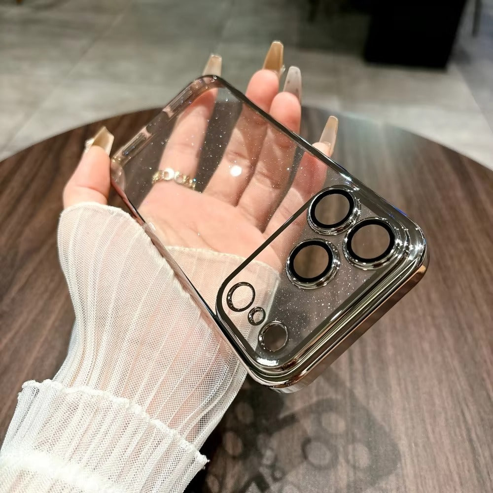 Luxury iPhone Case — Glitter Clear Soft TPU Cover with Camera Protector, Shockproof Anti-Fingerprint Anti-Scratch Dustproof Lightweight Design