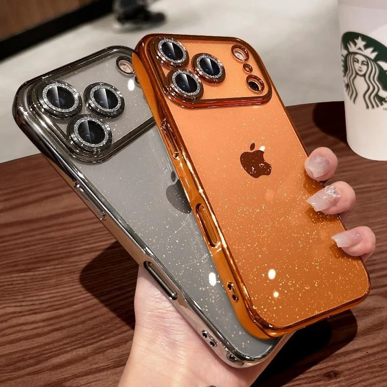 Luxury iPhone Case — Glitter Clear Soft TPU Cover with Camera Protector, Shockproof Anti-Fingerprint Anti-Scratch Dustproof Lightweight Design