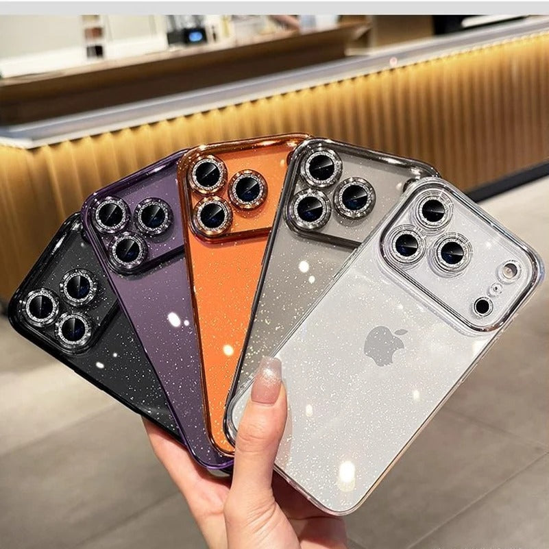 Luxury iPhone Case — Glitter Clear Soft TPU Cover with Camera Protector, Shockproof Anti-Fingerprint Anti-Scratch Dustproof Lightweight Design